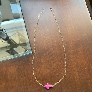 Good Used Condition Pink and 14k gold plated necklace 18in